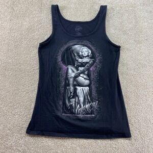 DG‎ Angels Shirt Womens 2XL Black Marilyn Monroe Tattoo Graphic Tank Top